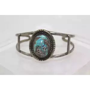 .925 Sterling Silver OLD PAWN TURQUOISE CUFF