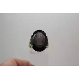 Signed CNA .925 Sterling Silver Oval Cut SMOKY TOPAZ ring size 8