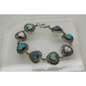 Q.T. QUOC .925 S.S. TURQUOISE, LAPIS HEART Bracelet #