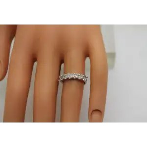 .925 S.S. Marquise Cut DIAMONIQUE CZ ANNIVERSARY BAND size 5.25 #