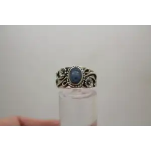 Vintage CAROLYN POLLACK .925 S.S. LAPIS LAZULI FLORAL ring size 7