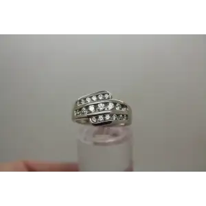 .925 S.S. DQ DIAMONIQUE CZ CROSSOVER WAVE BAND ring size 7