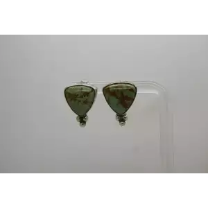 DTR JAY KING .925 S.S. GREEN TURQUOISE BEADED TRILLION CUT studs