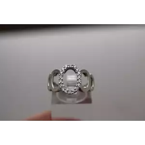 14k White Gold DIAMOND OPEN OVALS BAND ring size 6.75