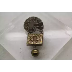 AKR AMY KAHN RUSSELL .925 S.S. MIXED METALS AMMONITE FOSSIL pendant pin