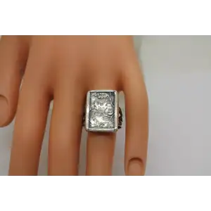 Retired R1839 SILPADA .925 S.S. FLORAL LEAF VINE RECTANGLE ring size 8 #