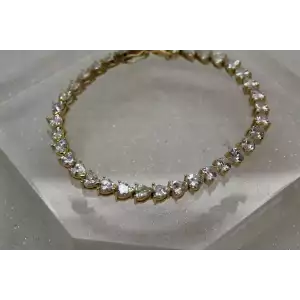 Vintage LENOX vermeil .925 S.S. HEART CUT CZ TENNIS bracelet 8