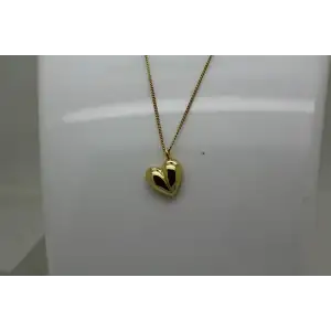 Gold over .925 S.S. PUFFY HEART pendant necklace 17