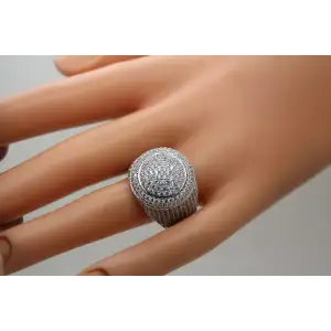 Signed .925 S.S. CHUNKY PAVE CRYSTAL MEN'S ring size 12