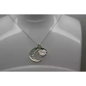 Signed LA .925 S.S. MOM-LOVE YOU TO THE MOON AND BACK necklace 21