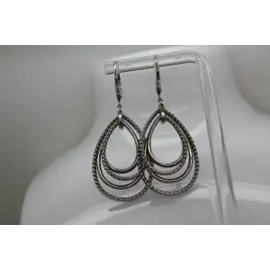 GABRIEL & CO. .925 S.S. MULTI ROW OF ROPE TEARDROP dangle earrings