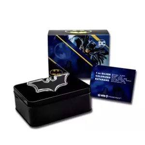 2022 Samoa 1 oz Silver DC Comics Batman Colorized Batarang Shaped Coin