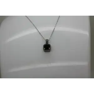 .925 S.S. Princess Cut BLUE SAPPHIRE Studded HALO DESIGN necklace