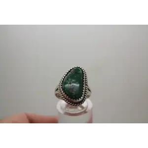NATIVE AMERICAN .925 S.S. GREEN TURQUOISE ROPE DESIGN ring size 6