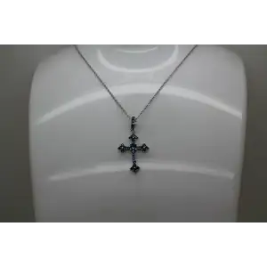 NWT BLEU SAGE .925 S.S. BLUE CRYSTAL CROSS pendant necklace1 8