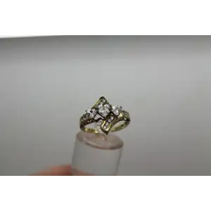 10k Y.G. Heart Cut CZ MOM BYPASS ring size 7 #
