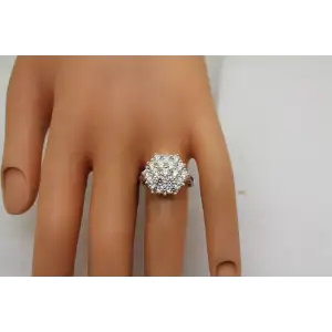Signed .925 S.S. GEOMETRIC DESIGN CZ CLUSTER ring size 8 #