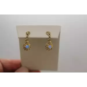 14k Yellow Gold Vintage Design OPAL DANGLE earrings