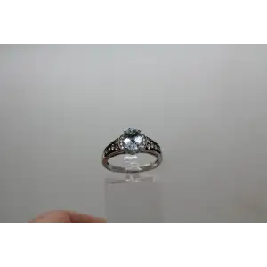 LeVian 14k W.G. .25ctw CHOC. & WH. DIAMONDS .95ct AQUAMARINE sz 7 3/4