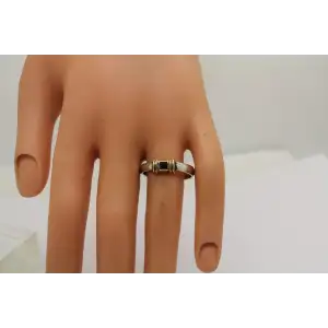 TIFFANY & CO .925 S.S. & 18k Y.G. BLUE SAPPHIRE ring size 9 #