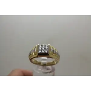 Signed TWO TONE .925 S.S. CZ CLUSTER men's ring size 12.75, 11g