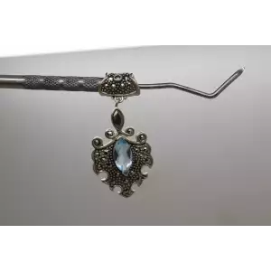 .925 S.S. BLUE TOPAZ & MARCASITE VINTAGE STYLE SLIDE pendant