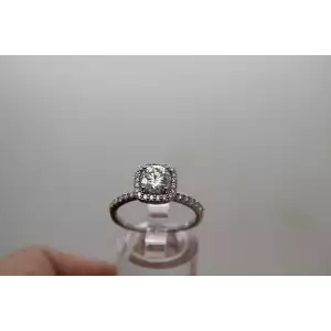 .925 S.S. 1ct MOISSANITE with CZ Acc. HALO ring size 8.25