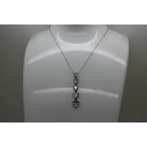 Signed DL .925 S.S. 5 GRADUATED CZ HEARTS pend. necklace 20