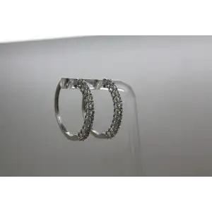Signed ZEI 10k W.G. .40ctw DIAMOND LARGE HOOP earrings 5.9g
