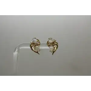 14k Yellow Gold Pear Cut OPALS & DIAMOND FANCY DESIGN earrings