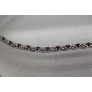 10k White Gold RED TOPAZ & DIAMOND accent TENNIS STYLE BRACELET 7