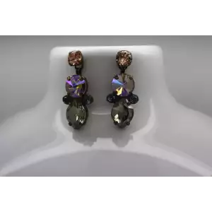 SORRELI Bronze Tone MULTI COLORED CRYSTAL CLUSTER DANGLES