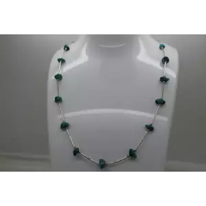 .925 S.S. LIQUID SILVER TURQUOISE NUGGET necklace 18