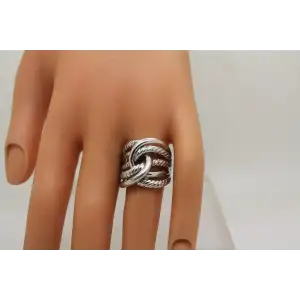JCM JACMEL MAURITIUS .925 S.S. INTERTWINED ROPE KNOT ring size 8