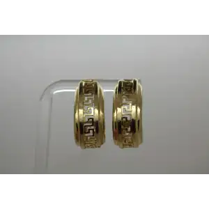 Gold Over .925 S.S. GREEK KEY CHUNKY HALF HOOP earrings