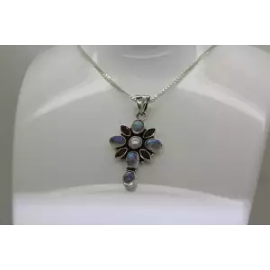 NICKY BUTLER .925 Sterling MOONSTONE, PEARL, AMETHYST CROSS