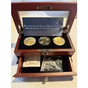 Platinum and Gold Highlighted Silver Coins of North America Libertad Maple Eagle (2)