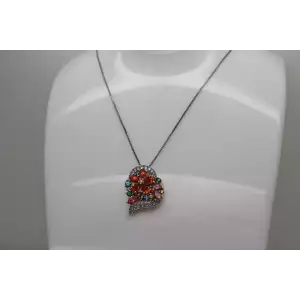 ALWAND VAHAN .925 S.S. MULTI GEMSTONE FLORAL HEART DESIGN 20