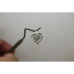 Signed A .925 S.S. STUDDED DIAMOND ACCENT HEART pendant