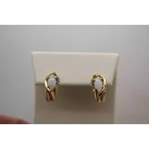 10k Yellow Gold MARQUISE CUT OPAL & ACCENT DIAMOND DROP earrings