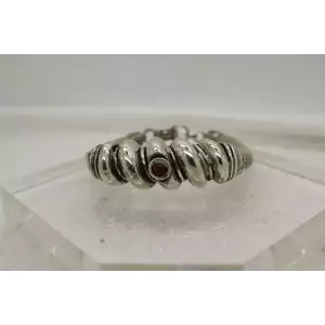 DESIGNER .925 S.S. MODERNIST RIBBED DESIGN & MESH CARNELIAN 7