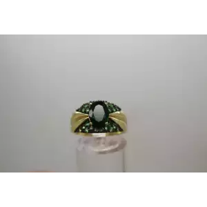 Signed HT 18k over .925 S.S. CHROME DIOPSIDE TSAVORITE size 7.75