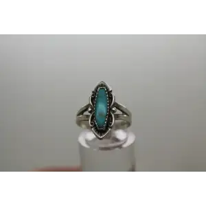 NATIVE AMERICAN Signed .925 S.S. TURQUOISE ring size 6.5