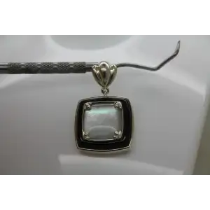WHITNEY KELLEY .925 S.S. MOTHER OF PEARL ONYX SQUARE SLIDE pendant