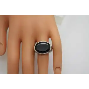 Retired r2045 .925 S.S. SMOKY SWIRL BLACK CHALCEDONY ring size 7 #