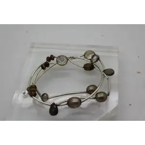 SILPADA .925 S.S. TUBE TIGER'S EYE SMOKY QUARTZ PEARL bracelets