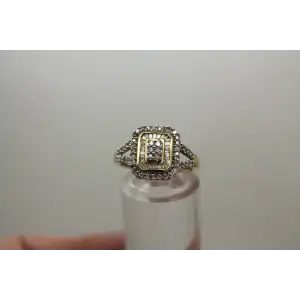 SUN 10k Y.G. VINTAGE DESIGN DIAMOND CLUSTER ring size 7.25