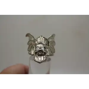G&S 85/12 .925 S.S. BIKERS SKULL BAT WING men's ring size 11
