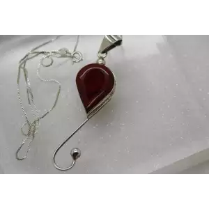 MEXICO .925 Sterling Silver ENHANCED POLISHED RED JASPER necklace 20