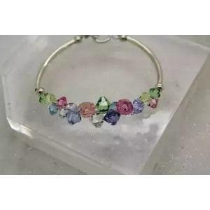 .925 S.S. Pastel SWAROVSKI CRYSTALS CLUSTER TOGGLE bracelet 7 1/2